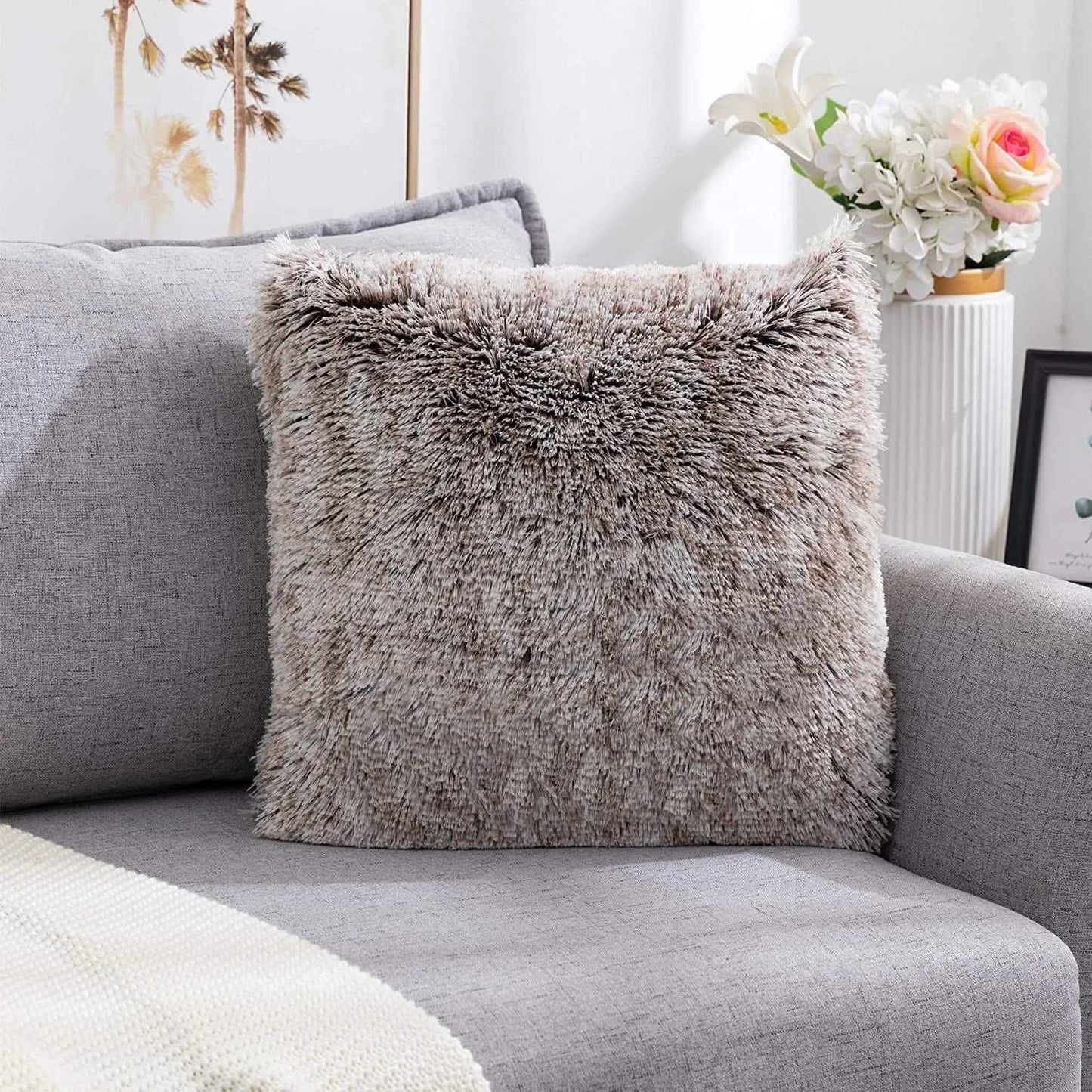 Cuddly Plush Faux Fur Soft Cushion Cover - 4 Colours