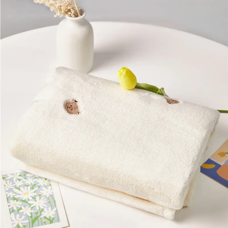 Embroidered White Fleece Baby Winter Throw Blanket - 4 Styles