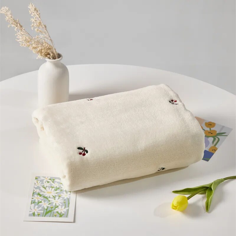 Embroidered White Fleece Baby Winter Throw Blanket - 4 Styles