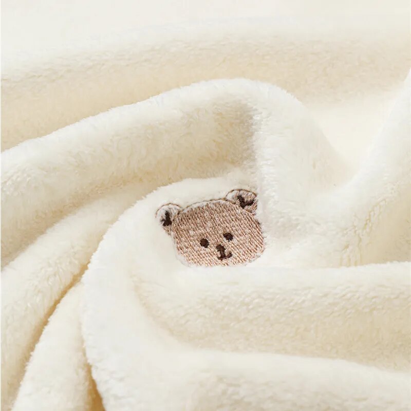 Embroidered White Fleece Baby Winter Throw Blanket - 4 Styles