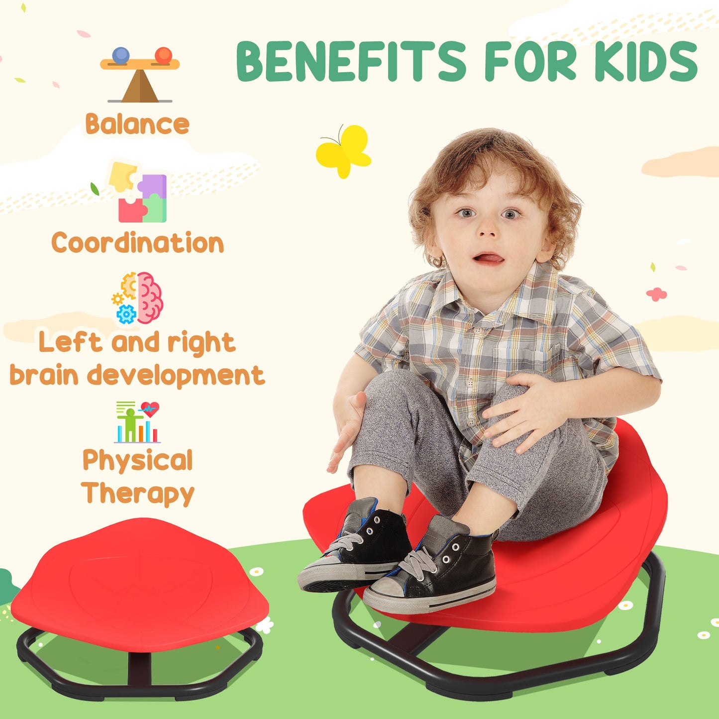 AIYAPLAY Spinning Sensory Chair for Autism - Red