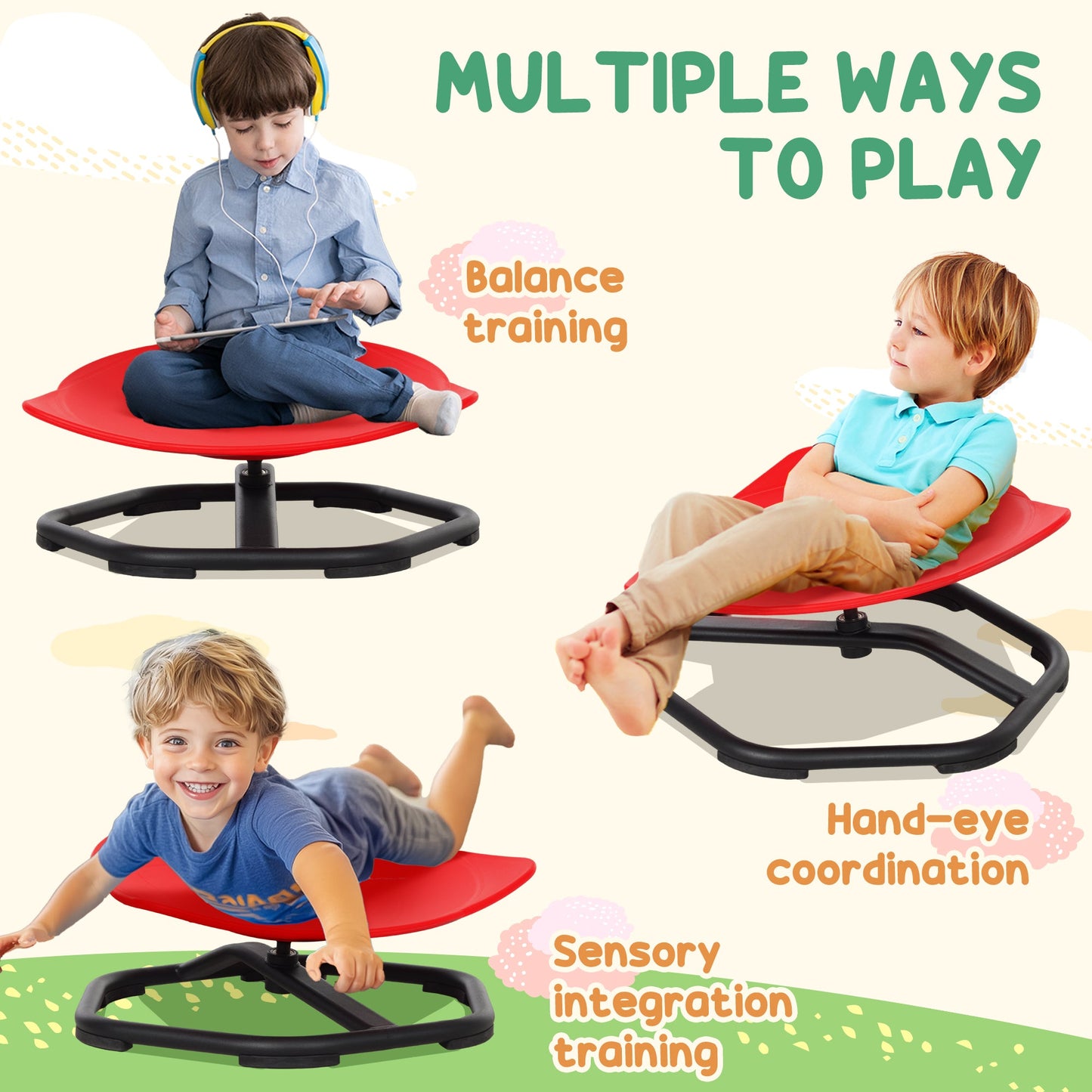 AIYAPLAY Spinning Sensory Chair for Autism - Red
