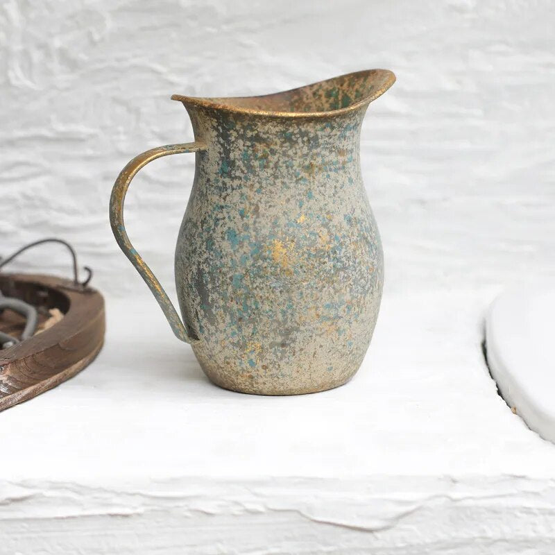 Farmhouse Style Galvanised Rustic Shabby Chic Vintage Flower Vase