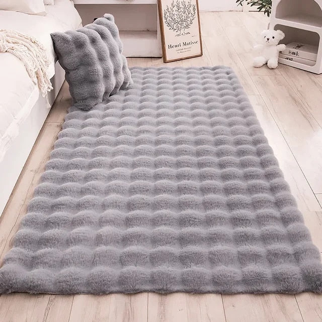 Fluffy & Supersoft Plush Bubble Nordic Rectangle Shaggy Rug - White, Beige, Grey, Ivory & Sage Green