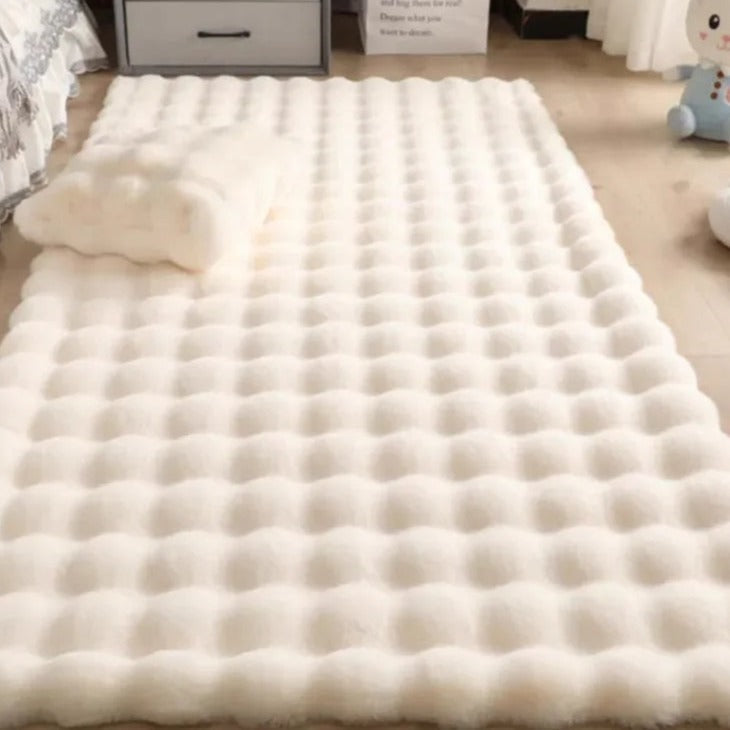Fluffy & Supersoft Plush Bubble Nordic Rectangle Shaggy Rug - White, Beige, Grey, Ivory & Sage Green