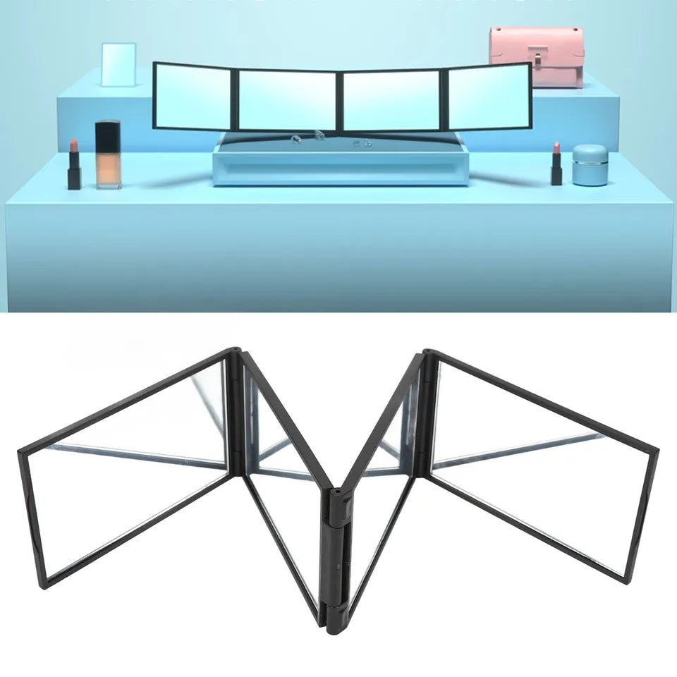 4 Panel Expandable Mirror,360 Degree Foldable Makeup Mirror Multifunction Portable for Hair Cuting,Styling,Grooming