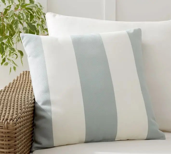 Velvet Wide Stripe Outdoor Square Cushion Cover - 7 Colours