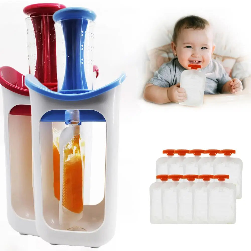 Reusable Kids Food Pouches – Children’s Fruit Puree Squeezer & Juice Storage Bags for Home Feeding