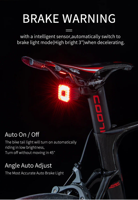 USB Smart Bicycle Brake Tail Light