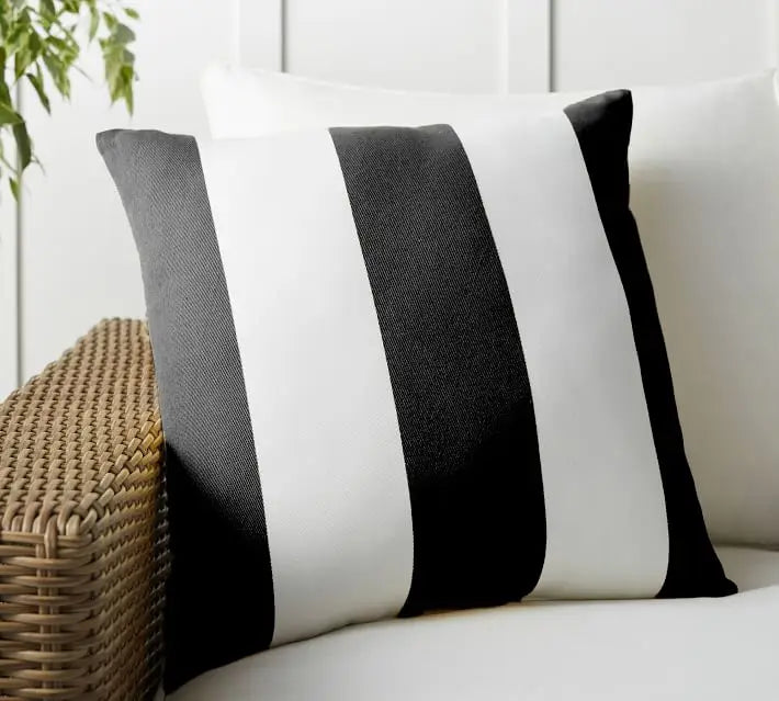 Velvet Wide Stripe Outdoor Square Cushion Cover - 7 Colours