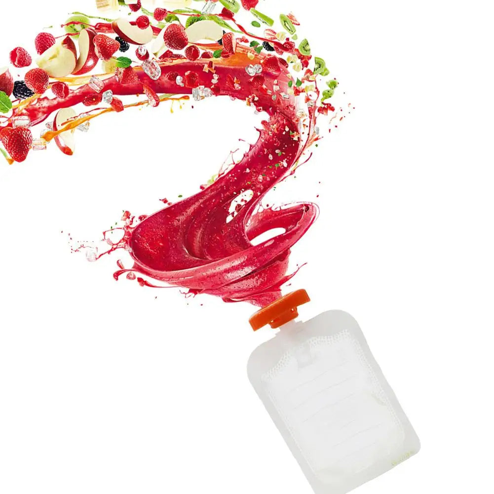 Reusable Kids Food Pouches – Children’s Fruit Puree Squeezer & Juice Storage Bags for Home Feeding