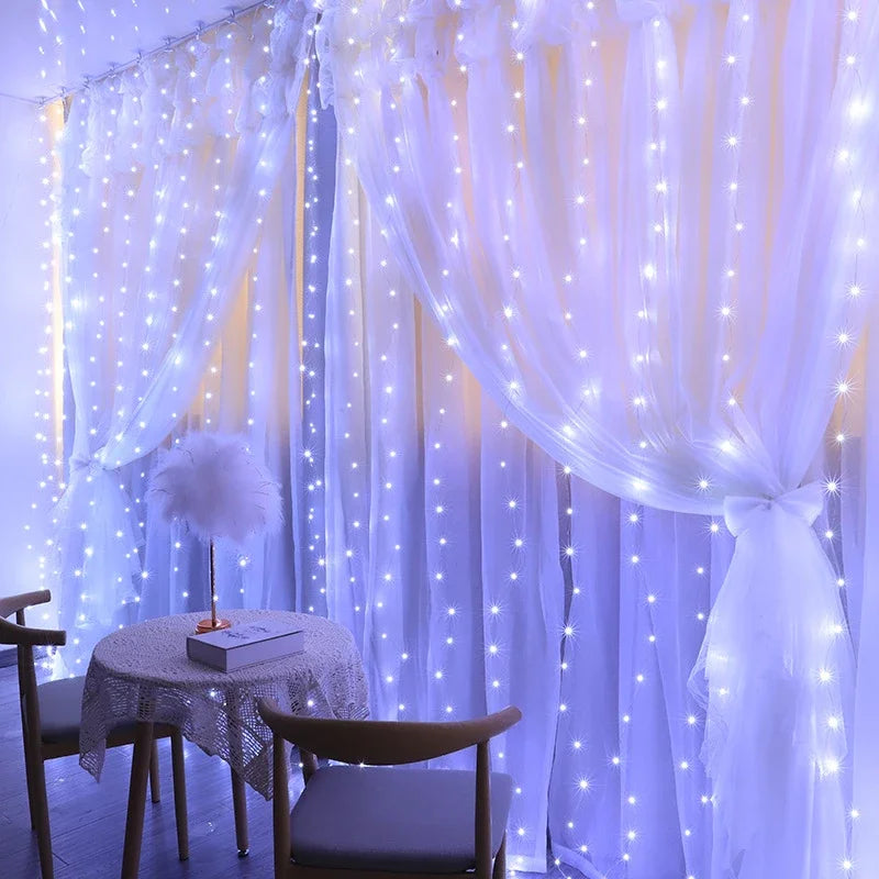 Christmas Curtain String Lights – Merry Christmas LED Garland for Home Holiday Decoration & New Year Party