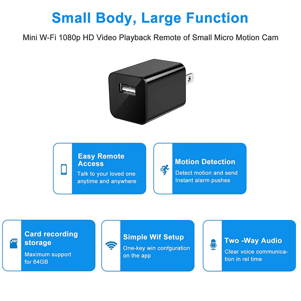 Phone Charger Camera : Smart Discreet USB Charger Security Camera