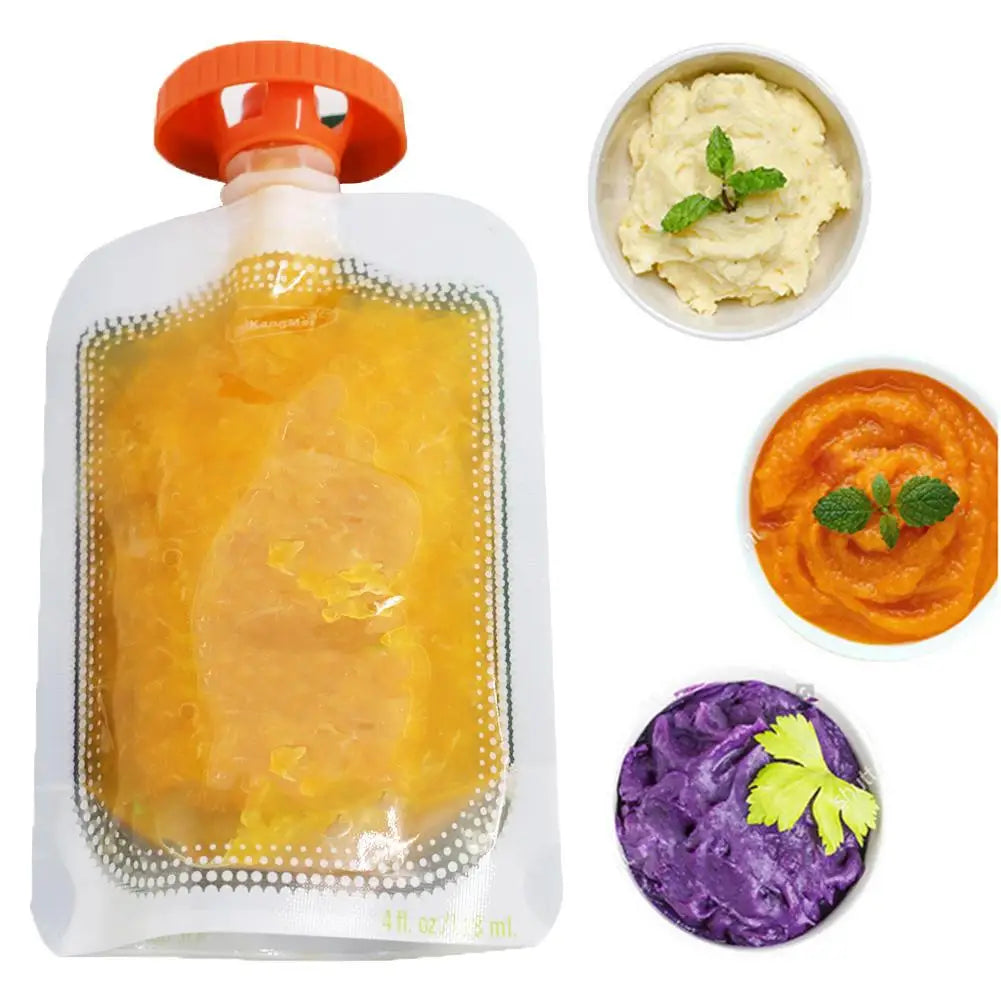 Reusable Kids Food Pouches – Children’s Fruit Puree Squeezer & Juice Storage Bags for Home Feeding