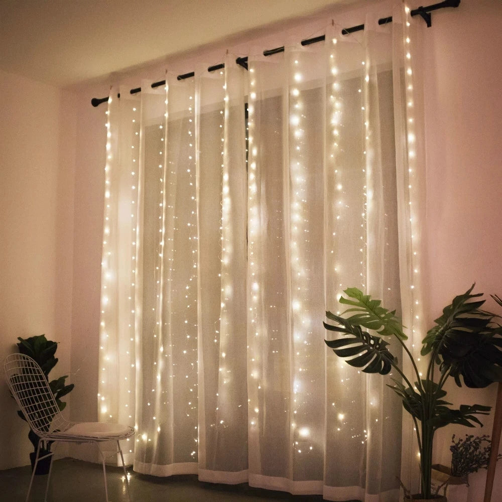 Christmas Curtain String Lights – Merry Christmas LED Garland for Home Holiday Decoration & New Year Party