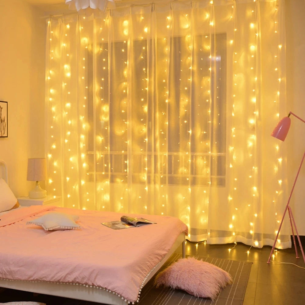 Christmas Curtain String Lights – Merry Christmas LED Garland for Home Holiday Decoration & New Year Party