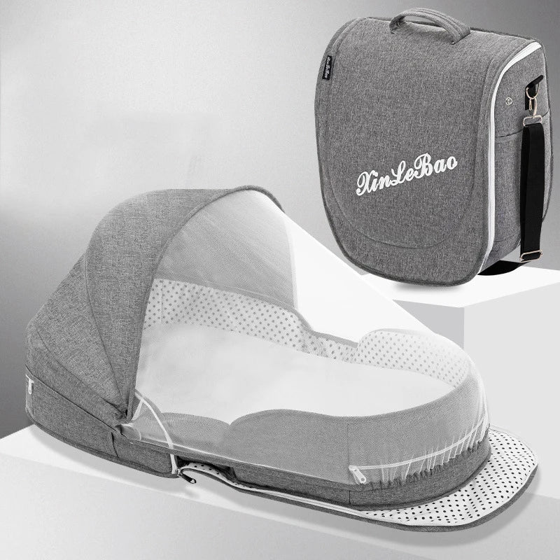 Portable Baby Bed with Mosquito Net – Travel Crib & Sleeping Nest for Newborns