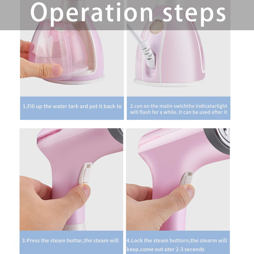 saengQ Handheld Garment Steamer – 1500W Portable Fabric Steamer with 280ml Tank & Fast Heat-Up for Clothes Ironing