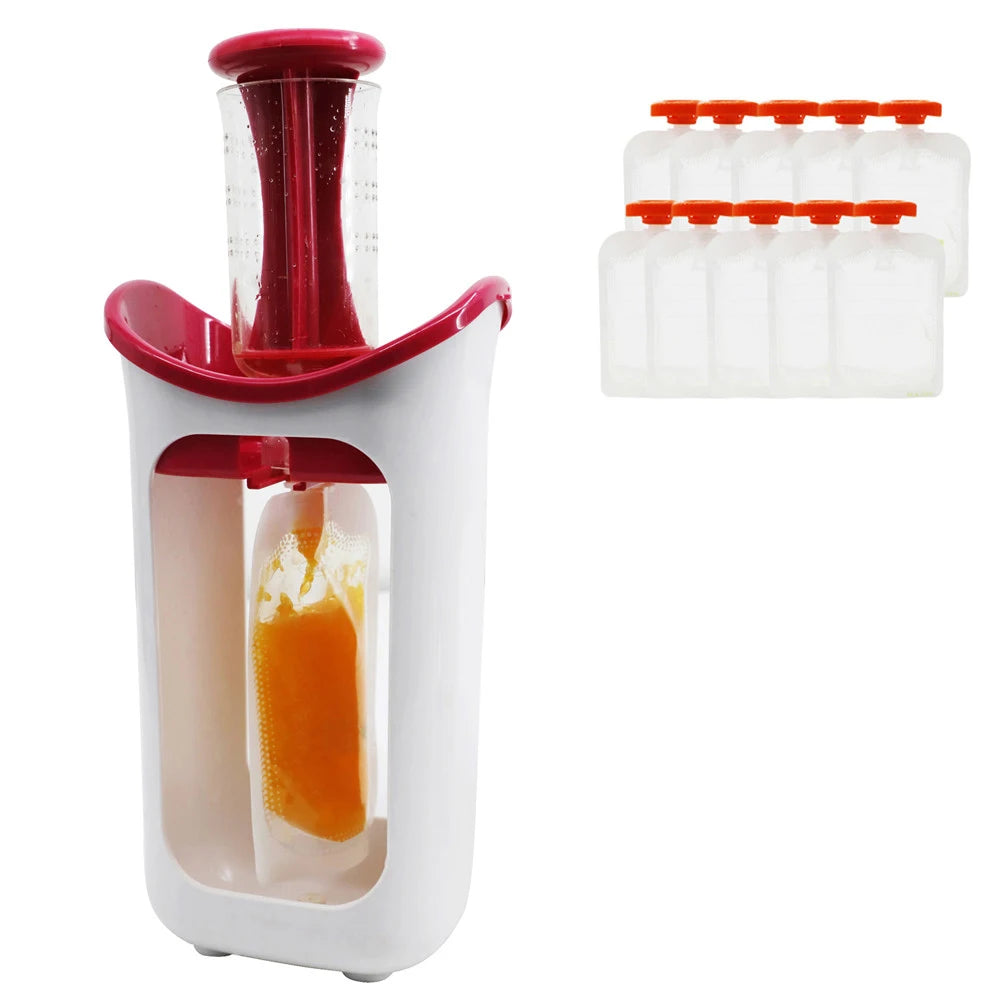 Reusable Kids Food Pouches – Children’s Fruit Puree Squeezer & Juice Storage Bags for Home Feeding