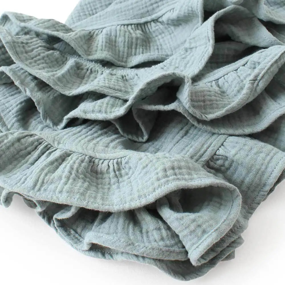 Organic Cotton Ruffled Muslin Baby Swaddle Blanket - 4 Colours