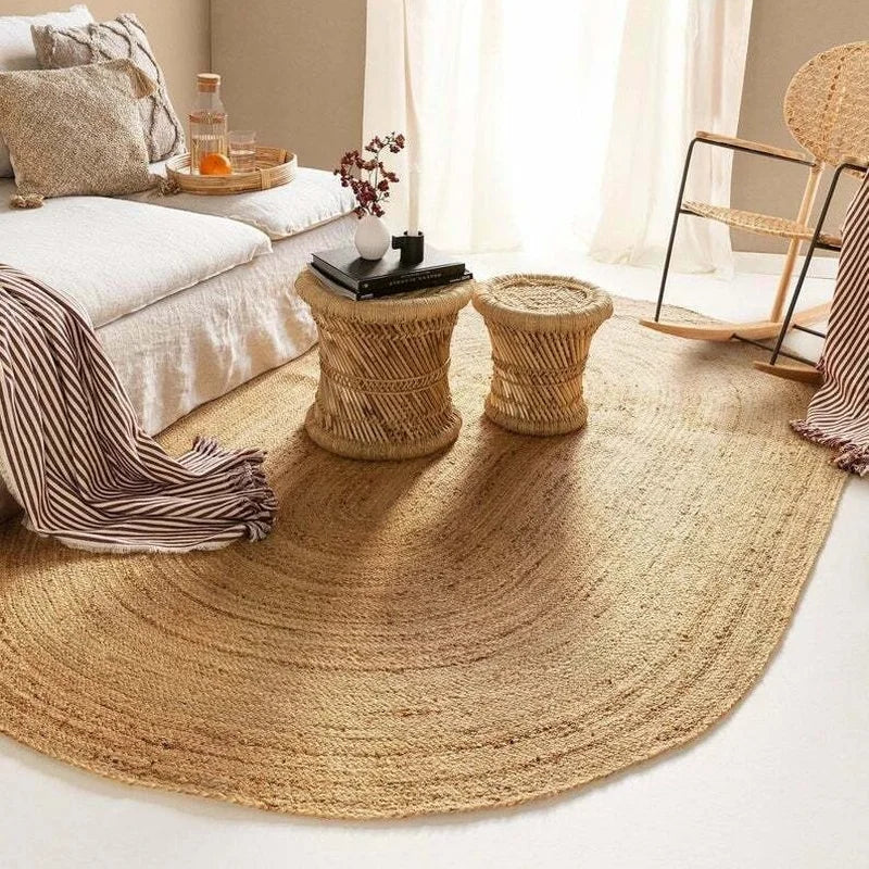 Brown Oval Natural Rustic Jute Rug  - Various Sizes