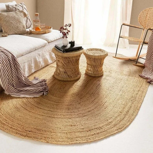 Brown Oval Natural Rustic Jute Rug  - Various Sizes