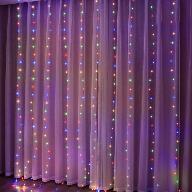 Christmas Curtain String Lights – Merry Christmas LED Garland for Home Holiday Decoration & New Year Party