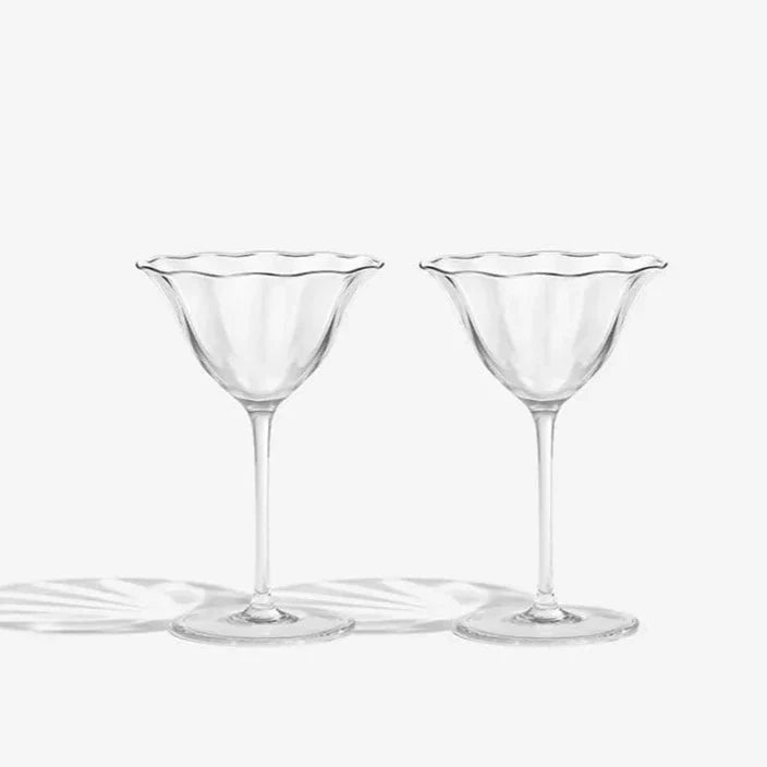Set of 2, 4 & 6 Handmade Ripple Flower Inspired Wine, Cocktail & Flute Glasses