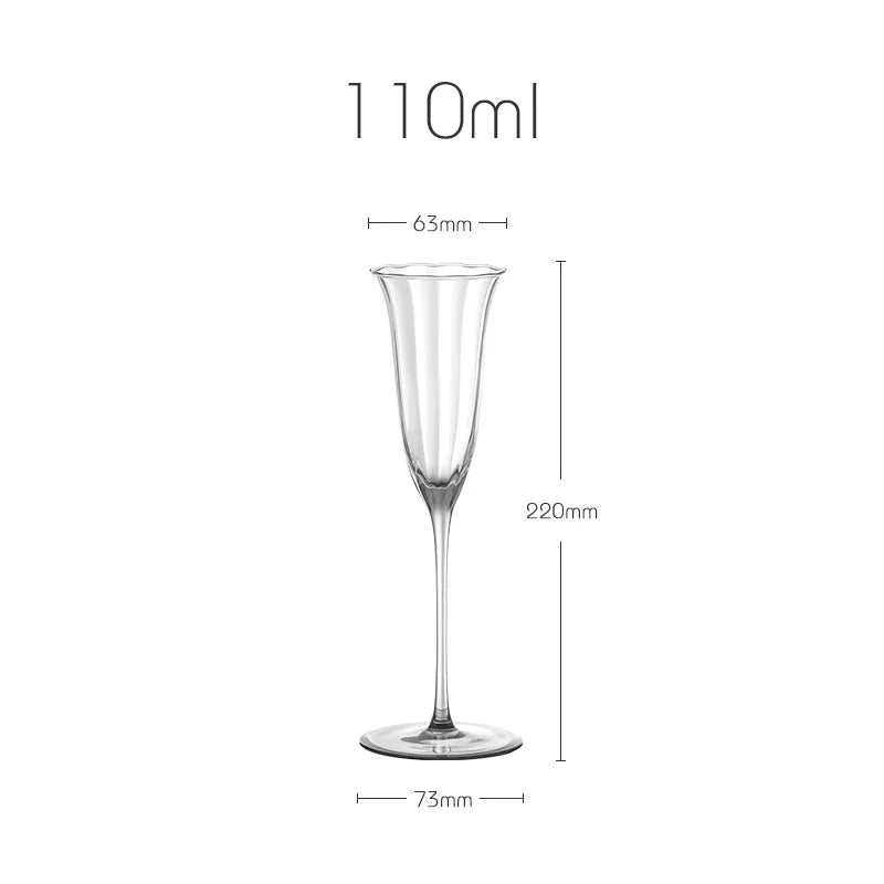 Set of 2, 4 & 6 Handmade Ripple Flower Inspired Wine, Cocktail & Flute Glasses