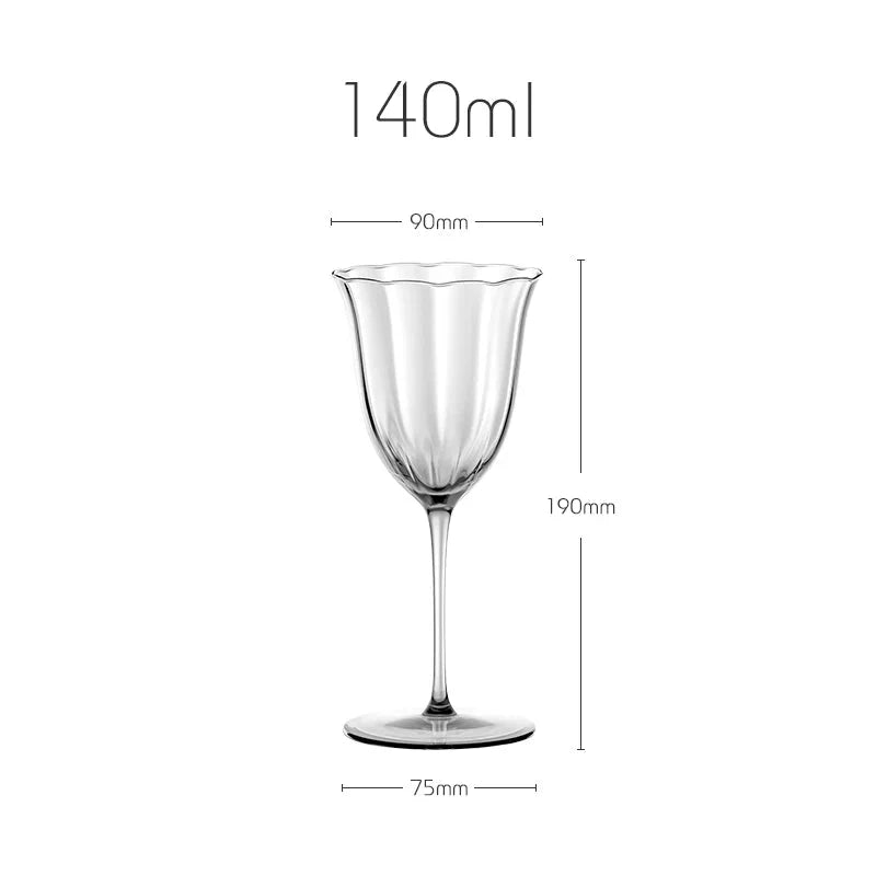 Set of 2, 4 & 6 Handmade Ripple Flower Inspired Wine, Cocktail & Flute Glasses