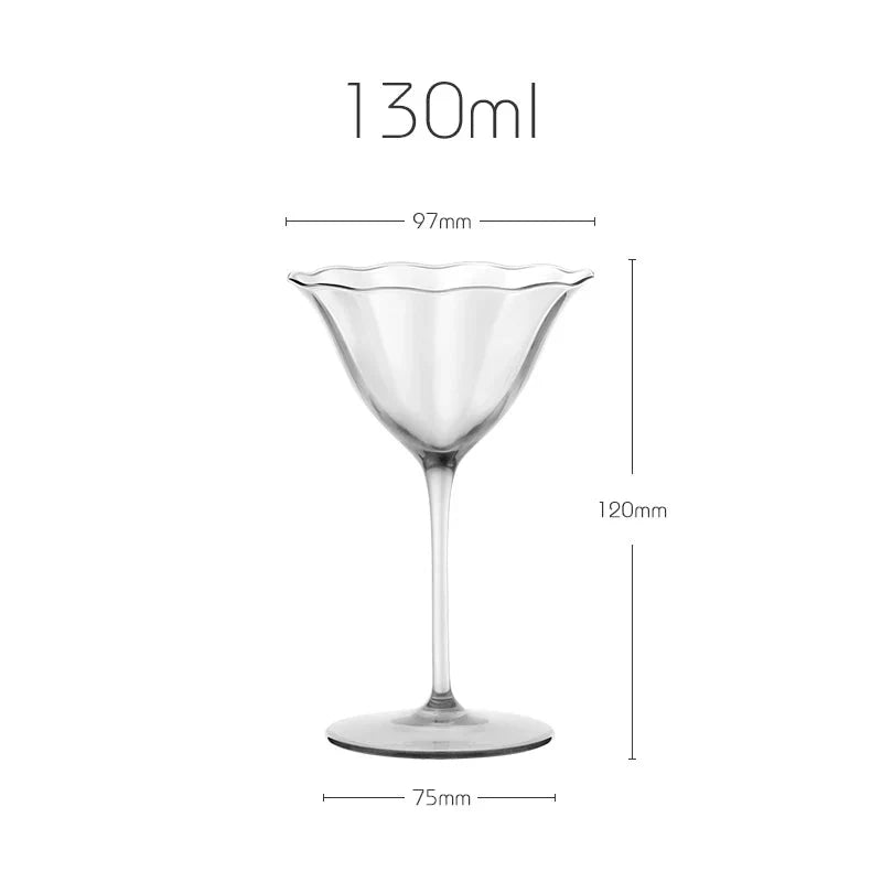 Set of 2, 4 & 6 Handmade Ripple Flower Inspired Wine, Cocktail & Flute Glasses