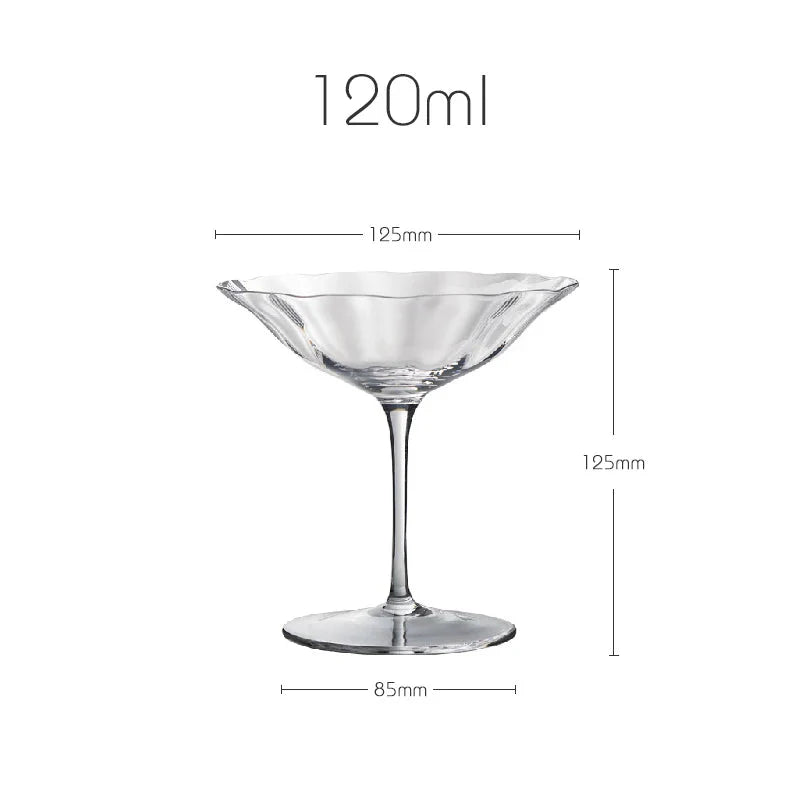 Set of 2, 4 & 6 Handmade Ripple Flower Inspired Wine, Cocktail & Flute Glasses
