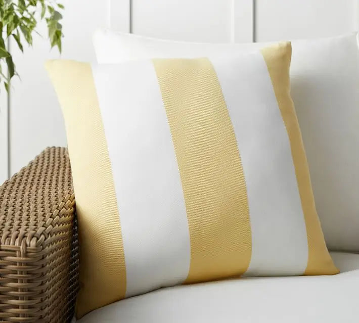 Velvet Wide Stripe Outdoor Square Cushion Cover - 7 Colours