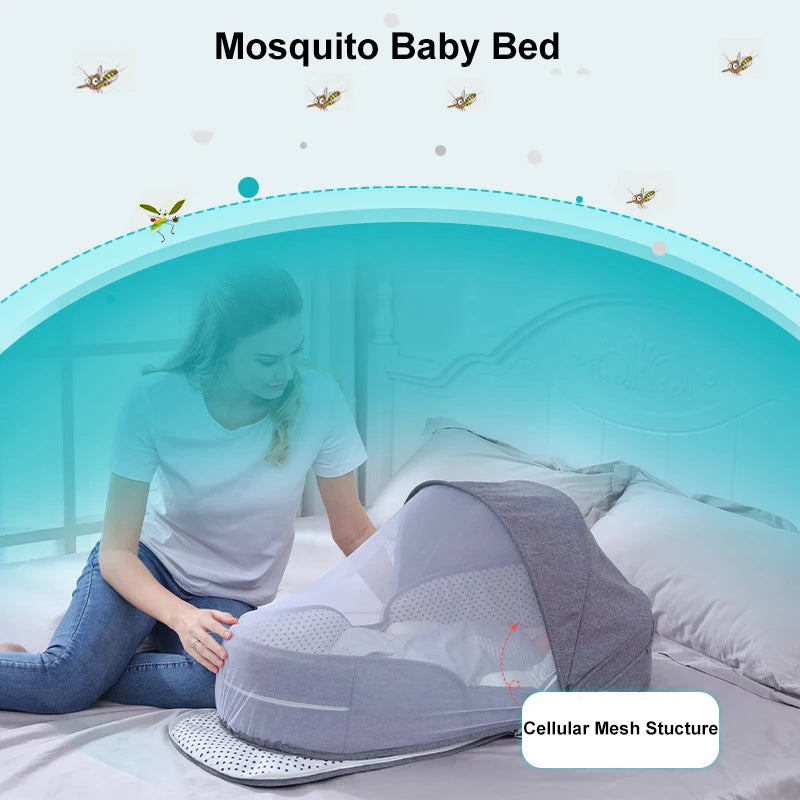 Portable Baby Bed with Mosquito Net – Travel Crib & Sleeping Nest for Newborns