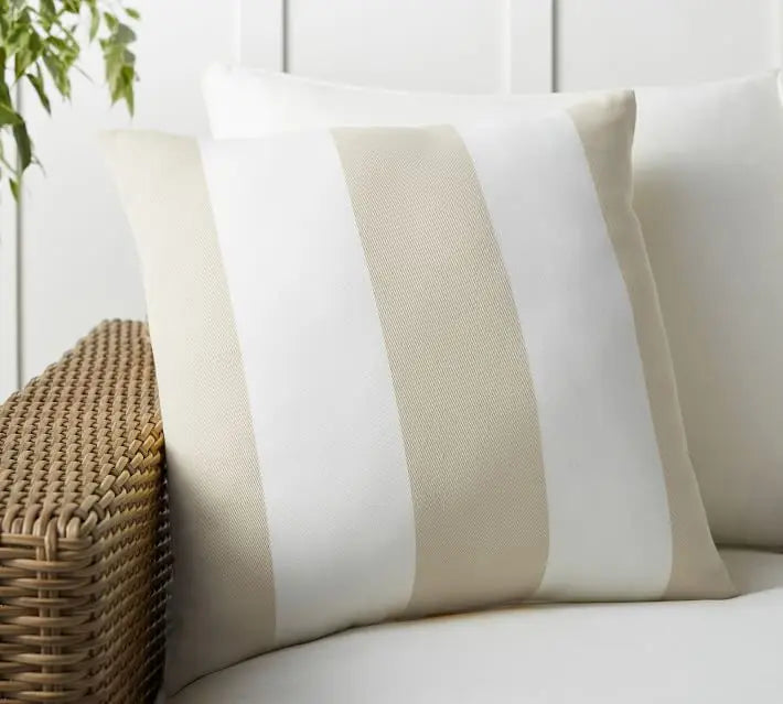 Velvet Wide Stripe Outdoor Square Cushion Cover - 7 Colours