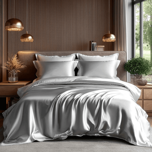 Premium Grey Mulberry Silk Bedding Set