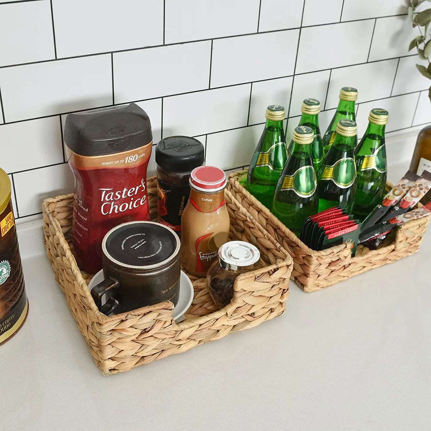Modern Hand-Woven Storage Rattan Wicker Tray Baskets - 3 Sizes