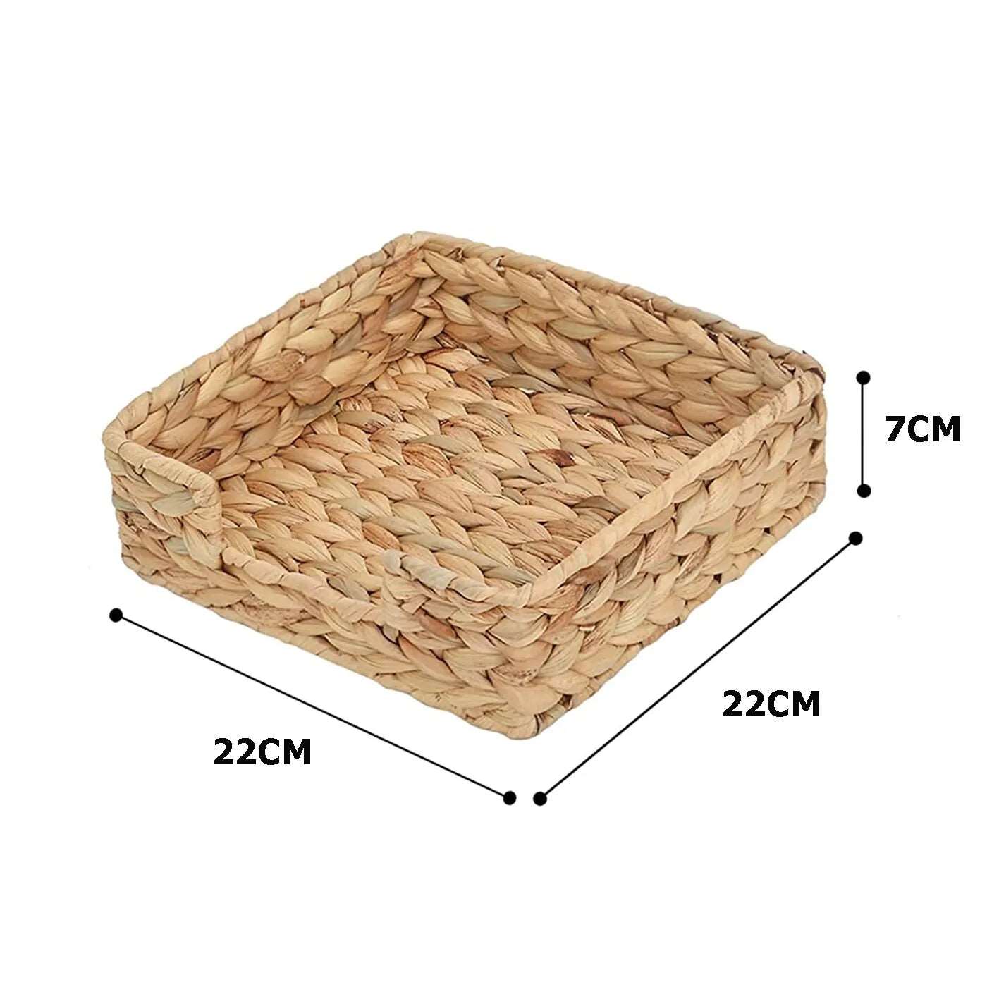 Modern Hand-Woven Storage Rattan Wicker Tray Baskets - 3 Sizes