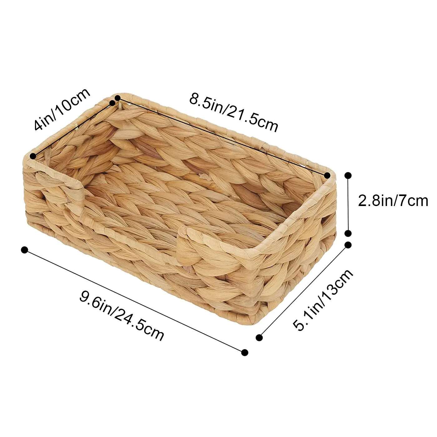 Modern Hand-Woven Storage Rattan Wicker Tray Baskets - 3 Sizes