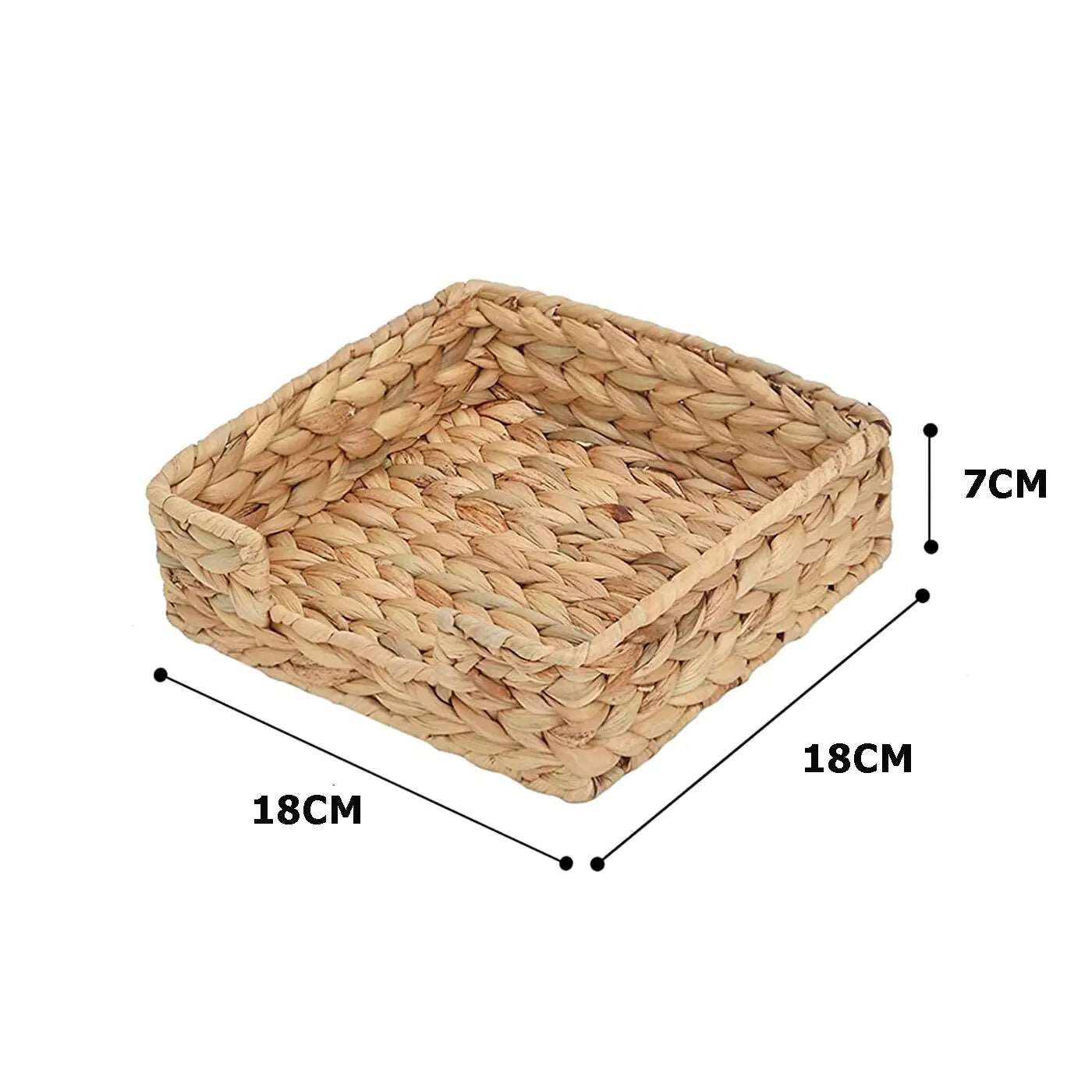 Modern Hand-Woven Storage Rattan Wicker Tray Baskets - 3 Sizes