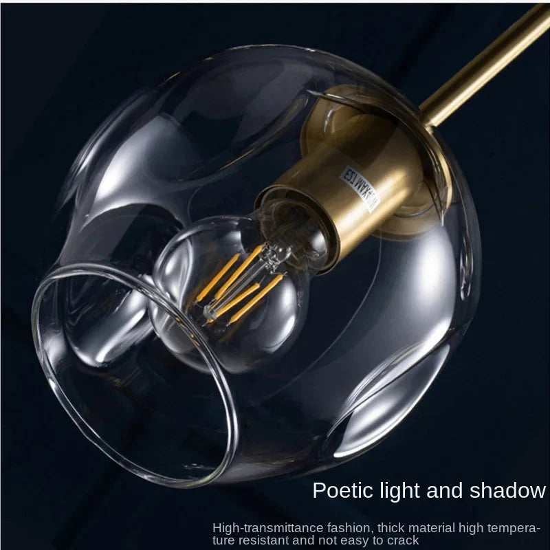 Modern Heritage Clear Glass Ball Semi-Flush Adjustable Bar Chandelier Pendant - Gold & Black