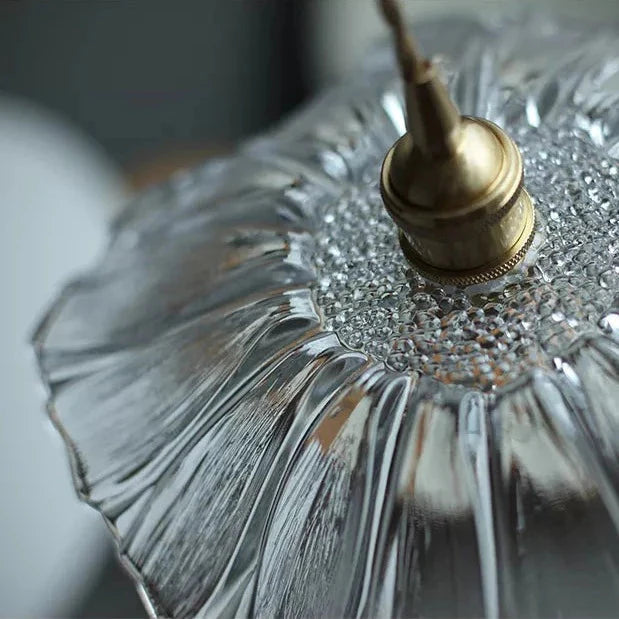 Modern Hibiscus Flower Inspired Glass Hanging Ceiling Pendant - Clear