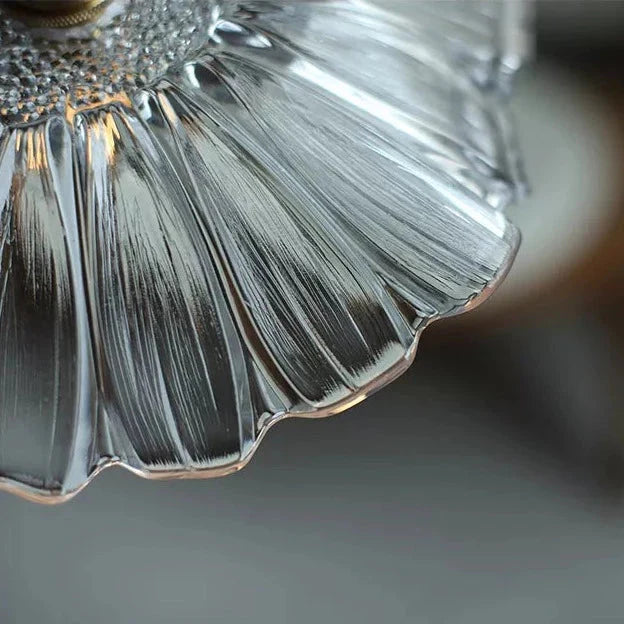 Modern Hibiscus Flower Inspired Glass Hanging Ceiling Pendant - Clear