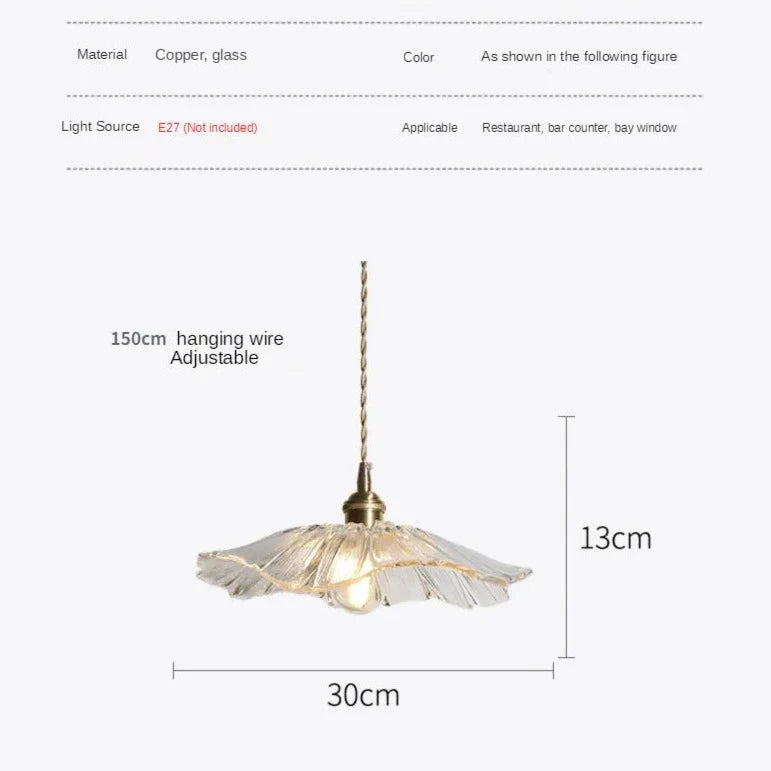 Modern Hibiscus Flower Inspired Glass Hanging Ceiling Pendant - Clear
