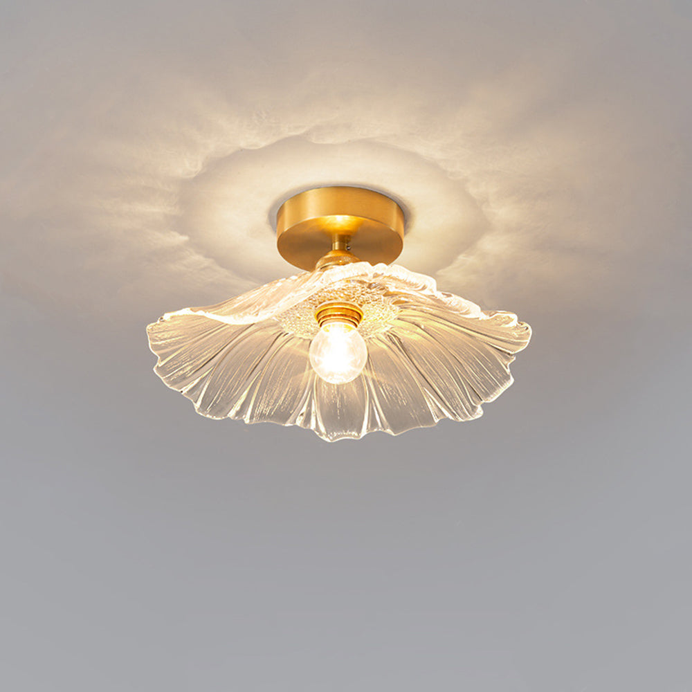 Modern Hibiscus Flower Inspired Glass Hanging Ceiling Pendant - Clear