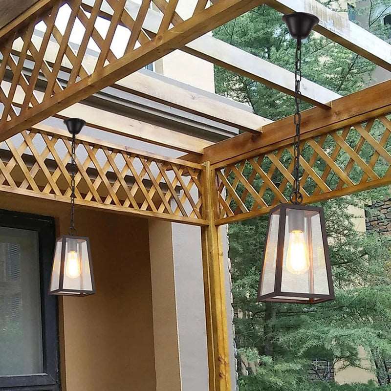 Modern Industrial Indoor & Outdoor Hanging Pendant Light in Black