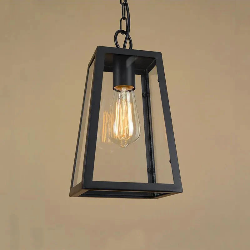 Modern Industrial Indoor & Outdoor Hanging Pendant Light in Black