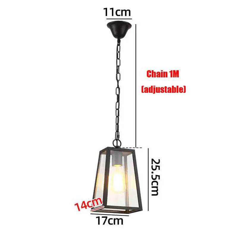 Modern Industrial Indoor & Outdoor Hanging Pendant Light in Black