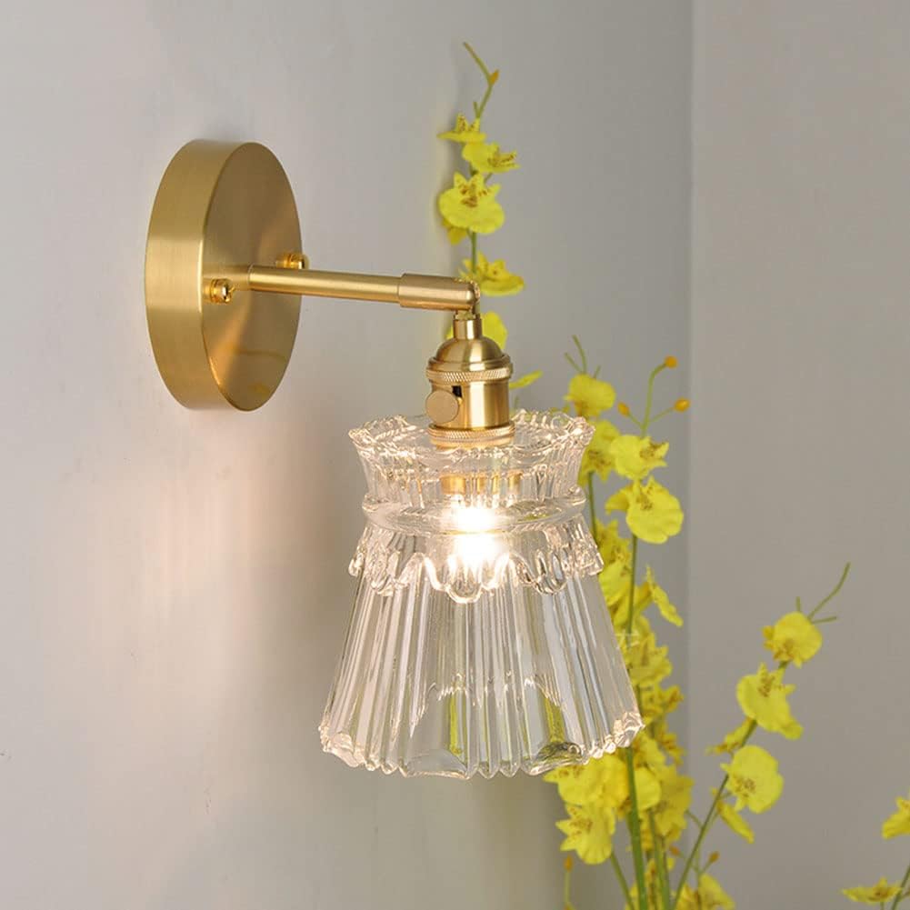 Modern LED Clear Nordic Glass Brass Wall Light - Tapered & Flush
