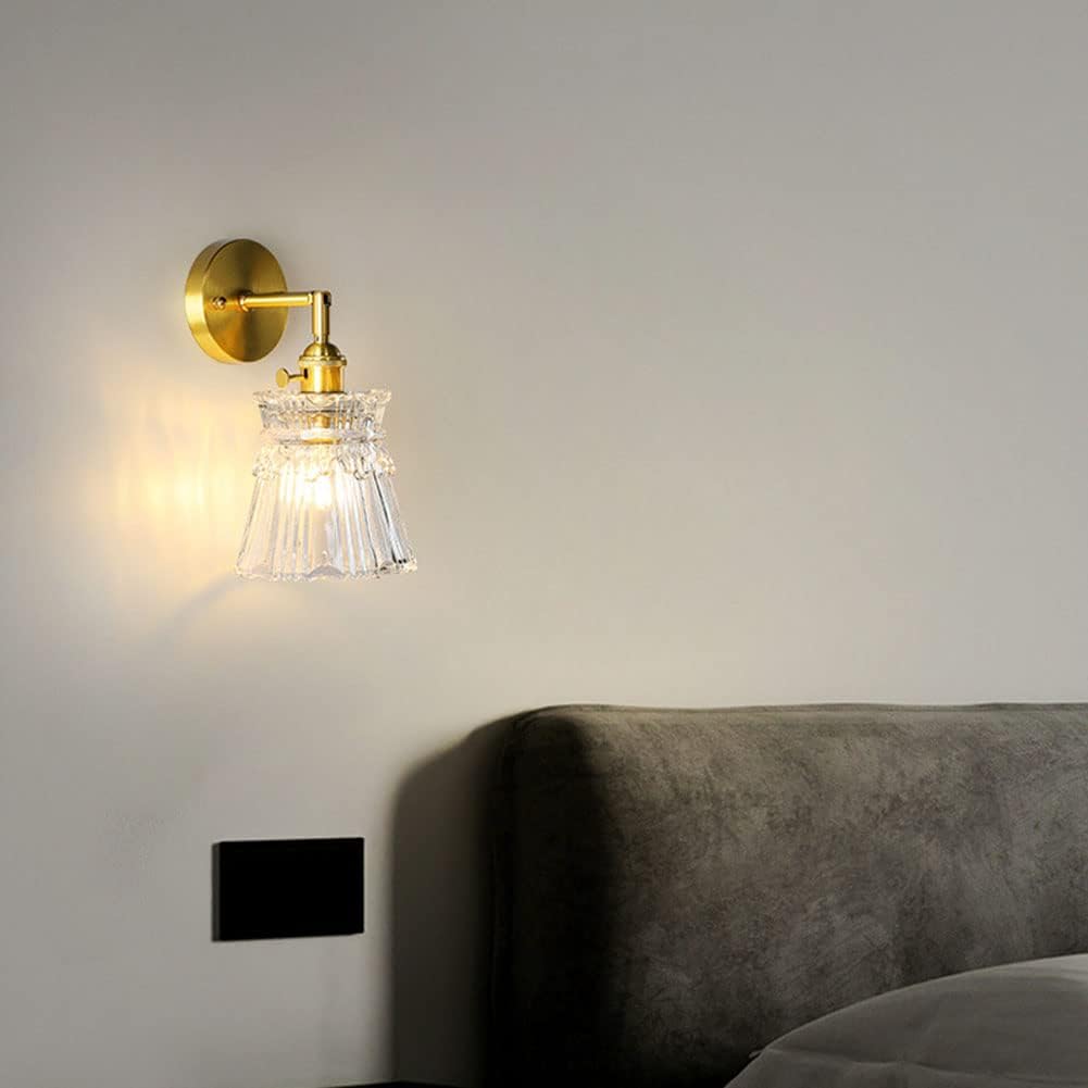Modern LED Clear Nordic Glass Brass Wall Light - Tapered & Flush